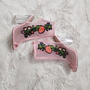 Pink Floral Mesh Heels